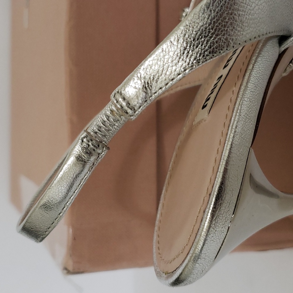 Brand New Silver Miu Miu Camoscio Sling Back Pumps SZ 37 - Picture 13 of 15